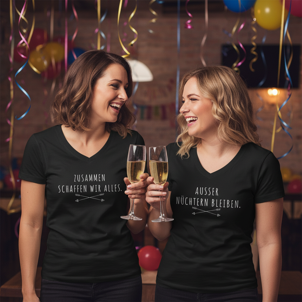 Zusammen schaffen wir alles - V-Neck Damenshirt
