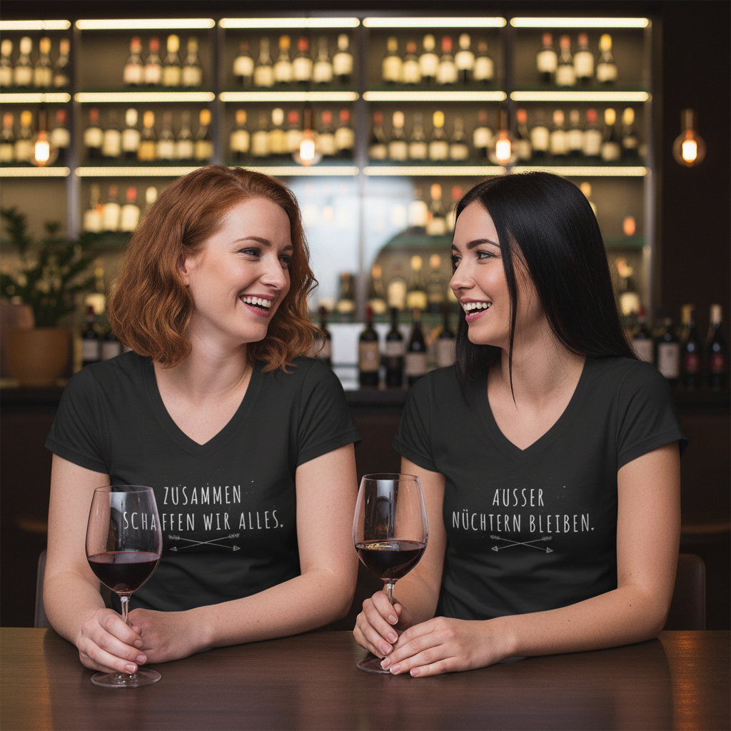 Zusammen schaffen wir alles - V-Neck Damenshirt