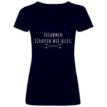 Zusammen schaffen wir alles - V-Neck Damenshirt Deep Navy