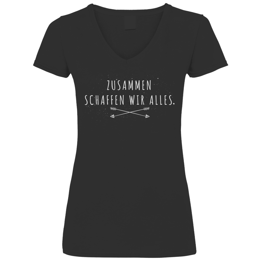 Zusammen schaffen wir alles - V-Neck Damenshirt Black