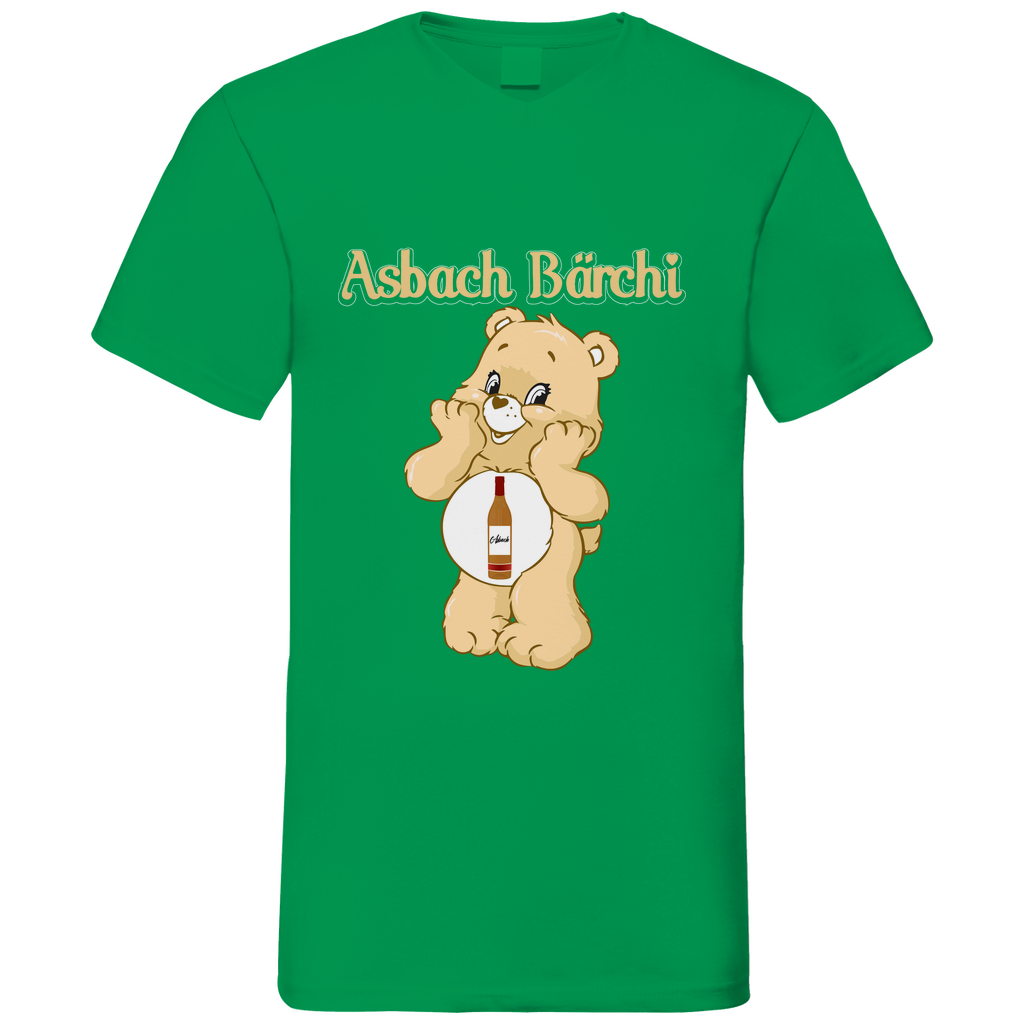 Asbach Bärchi - Glücksbärchi - Herren V-Neck Shirt Kelly Green