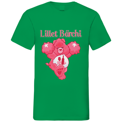 Kelly green Herren Shirt V-Ausschnitt Lillet Trinker Glücksbärchi Motiv 80er Nostalgie Baumwolle