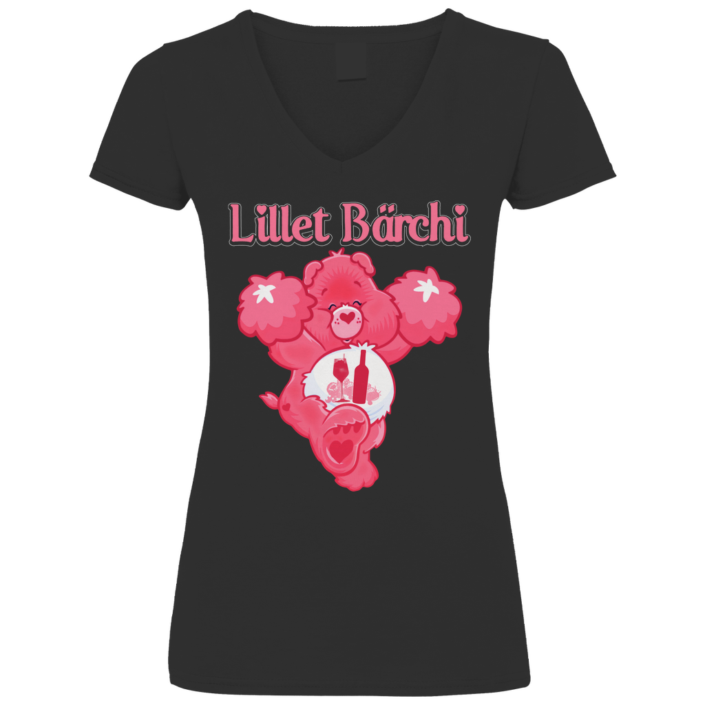 Lillet Bärchi - Glücksbärchi - V-Neck Damenshirt Black