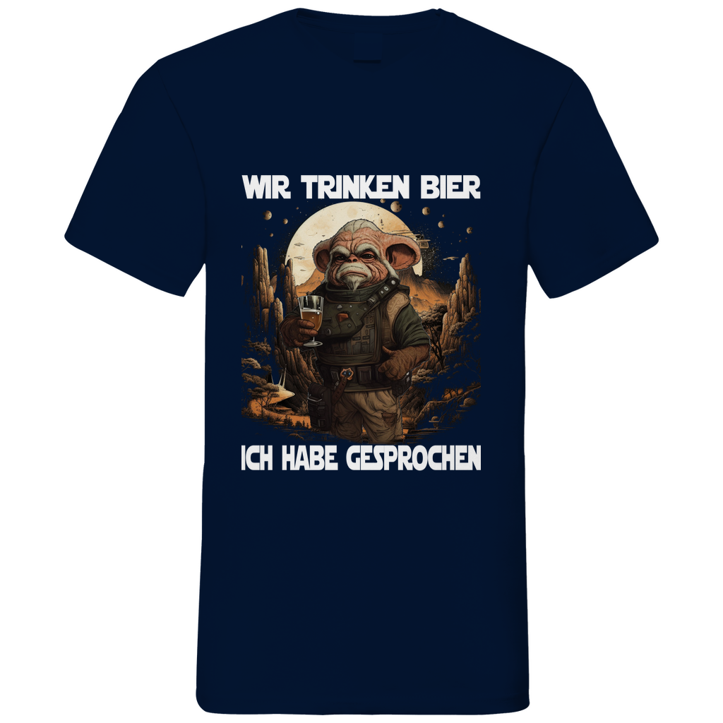 Wir trinken Bier ich habe gesprochen - Mandalorian - Herren V-Neck Shirt Navy