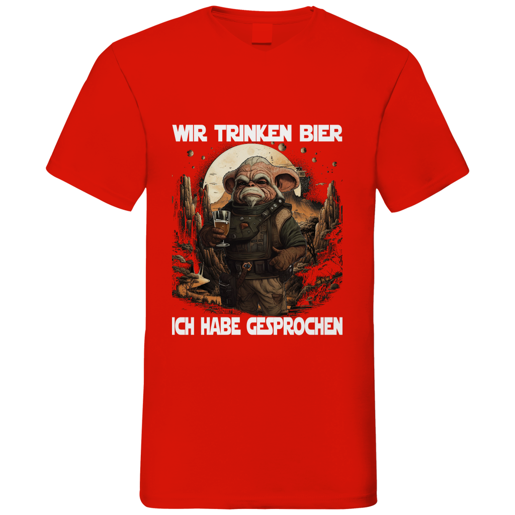 Wir trinken Bier ich habe gesprochen - Mandalorian - Herren V-Neck Shirt Red