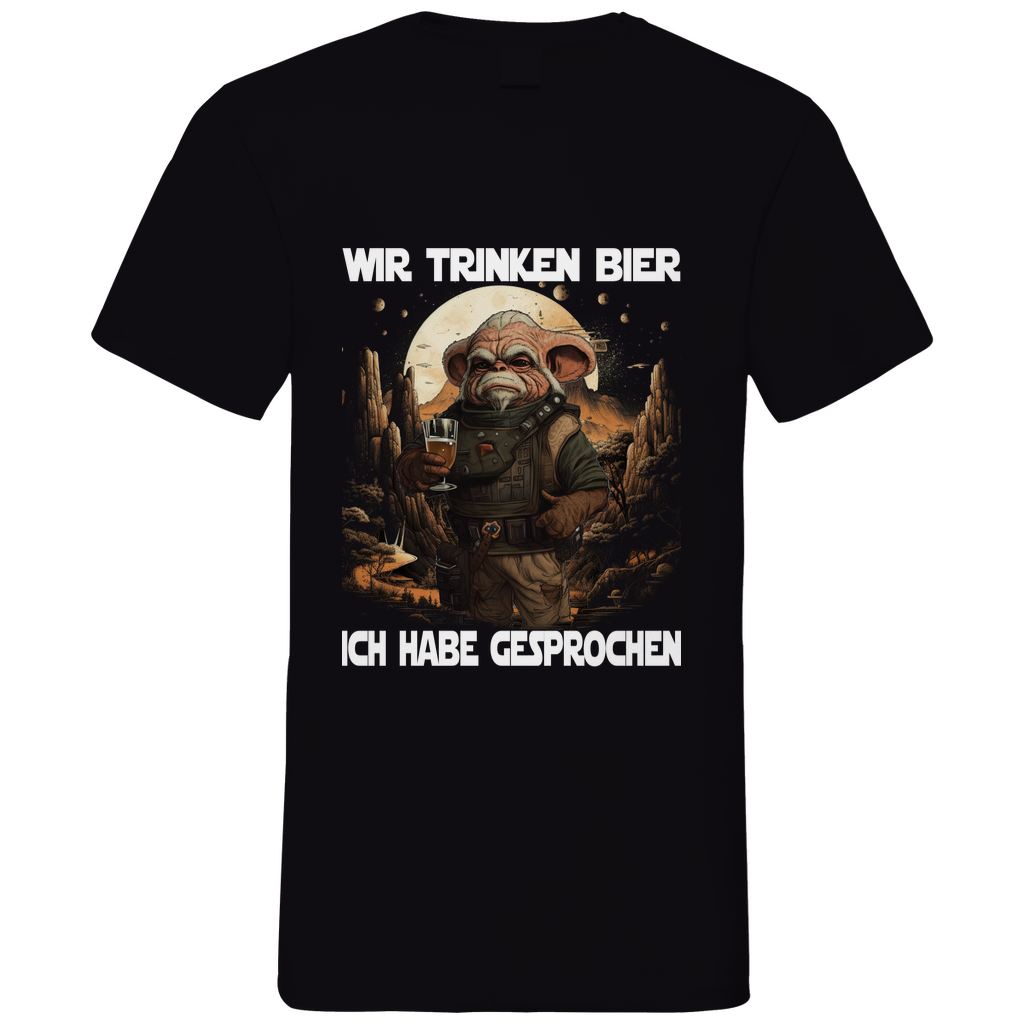 Wir trinken Bier ich habe gesprochen - Mandalorian - Herren V-Neck Shirt Black